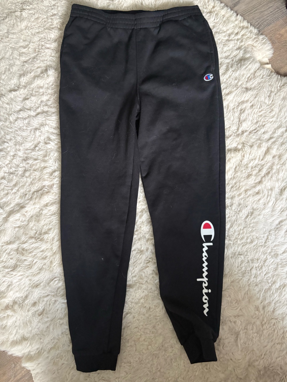 Champion Black Joggers with White & Red Logo